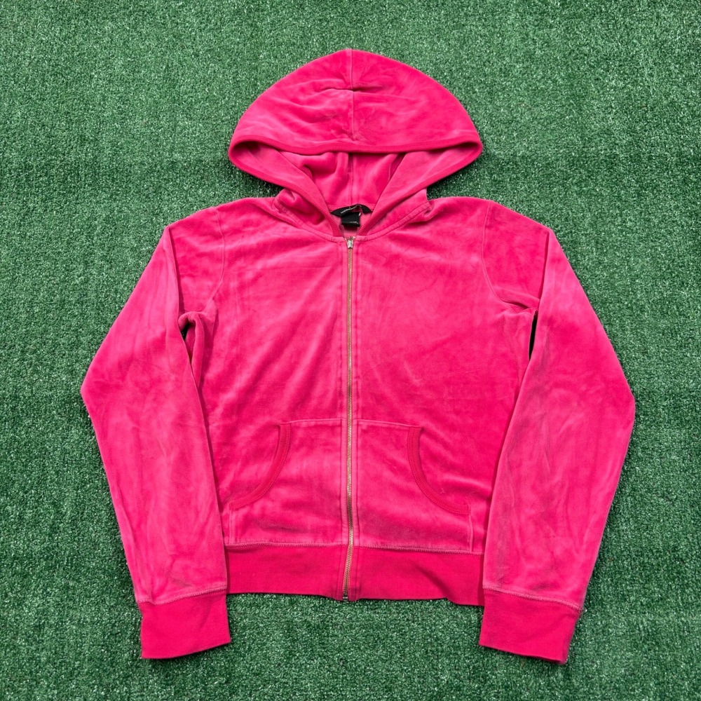 Y2K Moda International Pink Velour Zip Up Hoodie